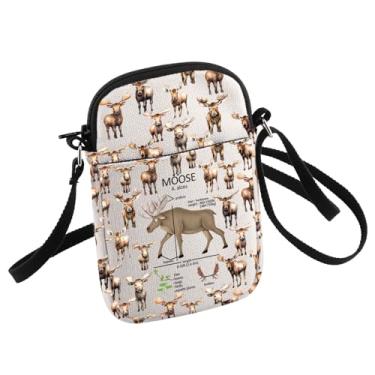 Imagem de HOLLP Bolsa tiracolo Moose Lover Gift Moose Anatomy Hunting Moose Wildlife Lover Small Sling Bag, Branco