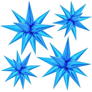 Imagem de FUNTOOB Balões de estrela balões azuis balões de estrela metálicos balões de aniversário balões de cone de estrela azul balões de Star Wars balões de espiga balões de balões de espiga para aniversário formatura de eventos de negócios decorações (50 peças)