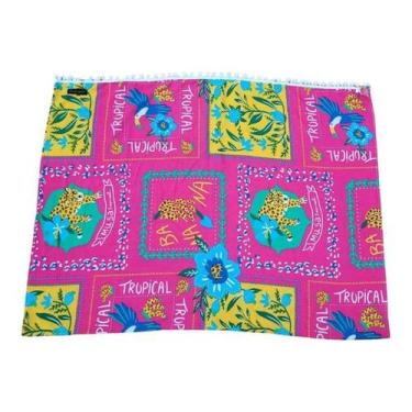 Imagem de Canga Saída de Praia e Piscina c/ Pompom Musa Tropical - Atelier Cochi