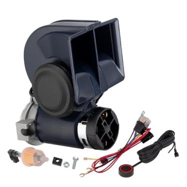 Imagem de AOLIHAN Buzina de Ar 12V 150DB Kit de Buzina de Trem Alto para Carro, Caminhão, Motocicletas (Buzina Azul com Fio e Botão, 12V)