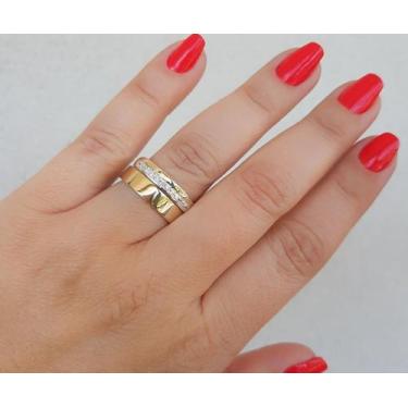 Imagem de Anel Meia Aliança Com Aplique Em Ouro Prata 925 Aparador - Clara Cente