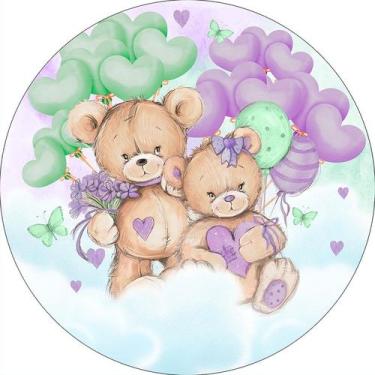 Imagem de Painel De Festa Redondo 1,50x1,50 -  Revelação Ursinhos Teddy Bears Li