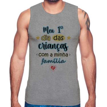 Imagem de Regata Meu primeiro dia das crianças (azul) - Foca na Moda, Cinza, GG