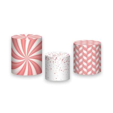 Imagem de Trio De Capa Cilindro  - Doces Rosa e Branco 010 - Via Cores