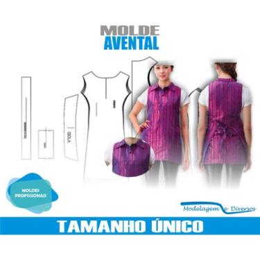 Imagem de Molde Avental P/ Cozinheiro, Garçom, Etc. Modelagem&Diversos, Tamanho 