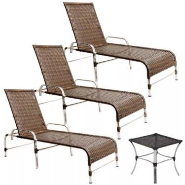 Imagem de 3 Espreguiçadeiras e Mesa para Piscina, Área, Varanda Trama Original, 