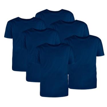 Imagem de Kit com 6 Camisetas Básicas Algodão Marinho Tamanho GG - Mc Clothing