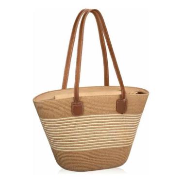 Imagem de Bolsa De Praia Feminina Palha Grande Com Zíper Verão Praia - Alwy, Caq