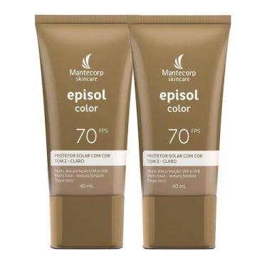 Imagem de Kit 2 Protetor Solar Episol Color Tom 2 Claro FPS 70 40ml