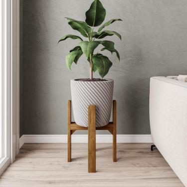 Imagem de Vaso de Planta 29cm com Suporte em Madeira Tripé 40cm/55cm - Cachepot 
