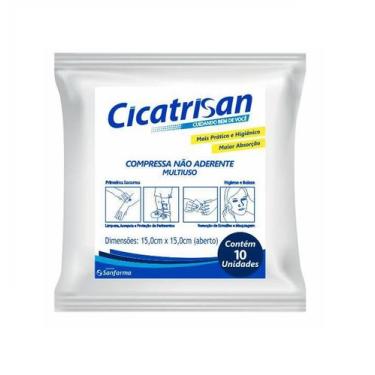 Imagem de Compressa de Gaze Não Aderente Multiuso 15x15cm 10Un - Cicatrisan
