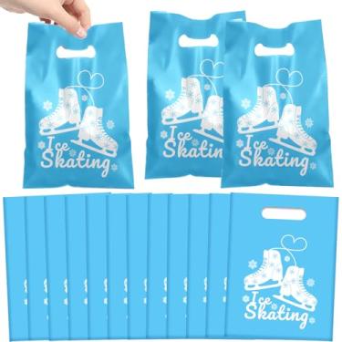 Imagem de YYMYMGJ 50 peças de sacos de presente de festa de patinação no gelo, patinação no gelo, skate, lembrancinhas, sacos de plástico à prova d'água, para inverno, patinação no gelo, decorações de festa de