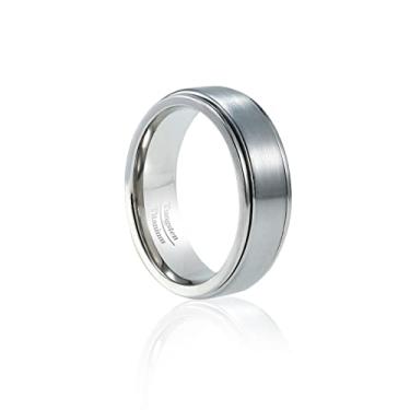 Imagem de Anel de casamento fidget 6/8 mm sem níquel titânio puro tungstênio giratório anel de ansiedade para homens mulheres, prata preto anéis masculinos básicos simples escovado/martelado/padrão tijolo/piso de pneu/senhor oração cruz anéis de noivado ajuste confortável 4-16, Tungstênio, Sem pedra preciosa