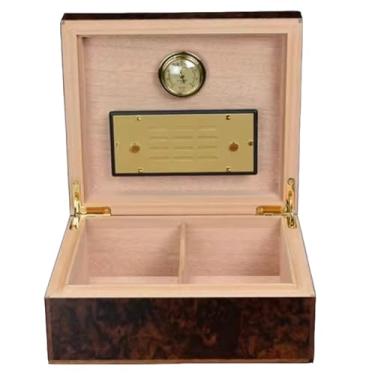 Imagem de Pequeno Caixa hidratante para charutos,caixa de madeira para charutos de madeira de nogueira,caixa de charutos de madeira de cedro,pode conter 50 palitos com umidificador e termômetro Feito à mão