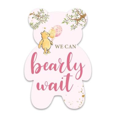 Imagem de Opomzk Pink Pooh Bear Girl Baby Shower Invitations - We Can Bearly Wait Baby Shower Party Cartão de convites em forma de urso pacote com 20 - Convites para chá de bebê para meninas