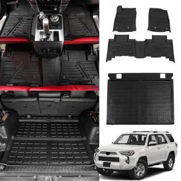 Imagem de Maszupir Fit Toyota 4Runner 2013-2023 Tapetes de piso Tapete de porta-malas Forros de carga para todos os climas 2022 Toyota 4 Runner Acessórios (sem 3º assento ou sem deck de carga deslizante) (forro de argo + tapetes de chão)