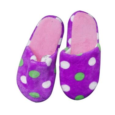 Imagem de Pantufa Adulto de Poliéster Bolinhas (ROXO, BR, Adulto, Numérico, 36)