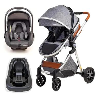 Imagem de Carrinho De Bebê 3 em 1 Ares Cinza com Bebê Conforto e Base Passear Baby