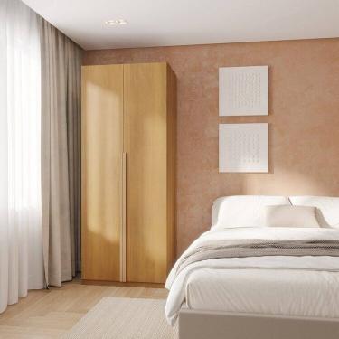 Imagem de Guarda-Roupa Modular 80cm com Portas e Prateleiras Jade CabeCasa MadeiraMadeira Avelã