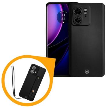 Imagem de Kit Capa Silicon Veloz para Motorola Moto Edge 40 + Ring Socket + Cordão - Preto - Gshield