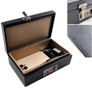 Imagem de Daily Treasures SAFEFarady Caixa para chaves de carro com trava de combinação, protetor de chave de carro de 20,8 x 13 x 7,4 cm, protetor de couro com bloqueio RFID, bloqueador de sinal de carro