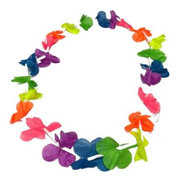 Imagem de Colar Havaiano Flor Dupla em Poliéster 92cm - 01 unid - PB Festas