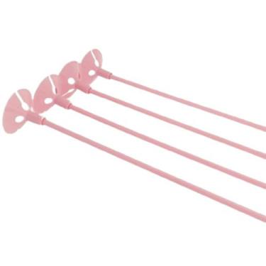 Imagem de Suporte Vareta Pega Balão 30cm Rosa - 10 unid - Bonus Infladores