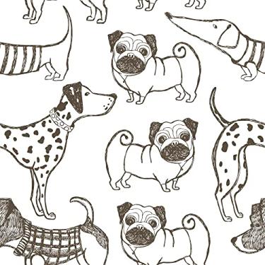 Imagem de Papel De Parede 12m Adesivo Lavável Desenho Pets Pug Dogs