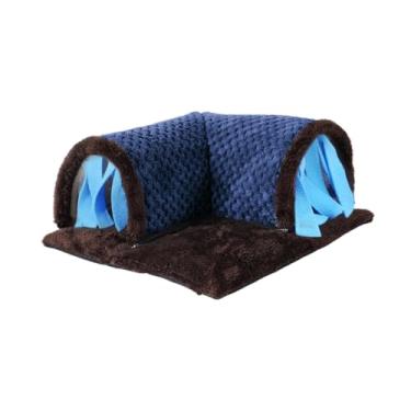 Imagem de WeiLaiKeQi Hamster Tunnel Icrete Holding portátil portátil 2 em 1 Cama e túnel Tubo de esconderijo de animal pequeno para chinchilla rato de porco de cobainha, Marrom E Azul