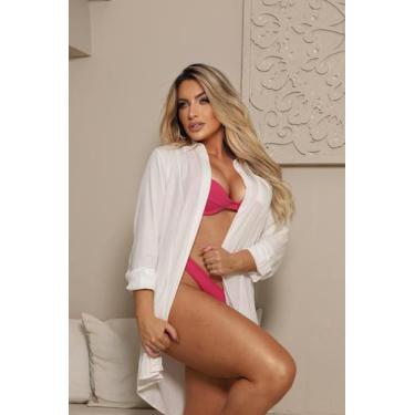 Imagem de Camisa Chemise Manga Longa  - Gisele Freitas, Branco, GG