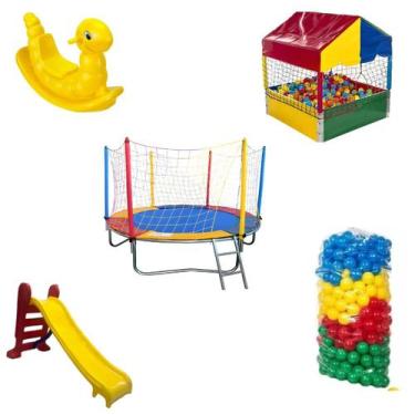 Imagem de Pula Pula 2,30m Escorrega Médio Piscina de Bolinhas 1,00m 500 Bolinhas