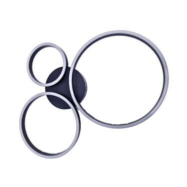 Imagem de Luminária Plafon Teto Led Sobrepor 3 Anéis Redondo Preto