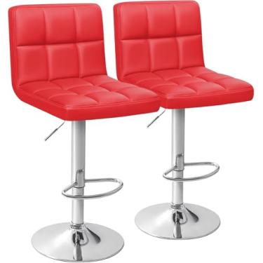 Imagem de Kit 02 Banquetas Cozinha Americana Gomos Giratória Alta Vermelha DU80