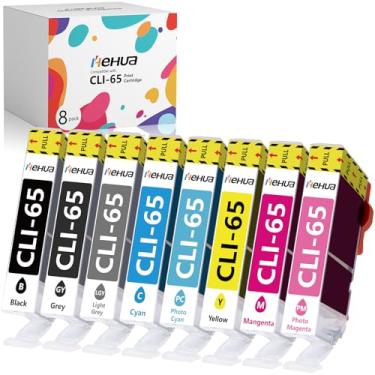 Imagem de Cartuchos de tinta CLI-65 compatíveis com impressora Canon PRO 200 - Alta capacidade compatível com a impressora PIXMA PRO-200, pacote de 8 cores (1BK, 1C, 1M, 1Y, 1PM, 1PM, 1PC, 1GY, 1LGY)