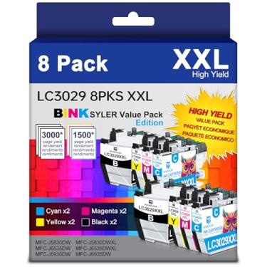 Imagem de BINKSYLER Cartuchos de tinta de substituição compatíveis LC3029 XXL para Brother LC3029 LC3029XXL para Brother MFC-J5830DW MFC-J6535DW MFC-J5930DW MFC-J6935DW MFC-J5830DWXL MFC-J6535DWXL (2BK,2C,2M,2Y) pacote com 8