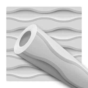 Imagem de Papel de Parede Adesivo Ondas Cinza Moderno Quarto Sala de Estar - Del