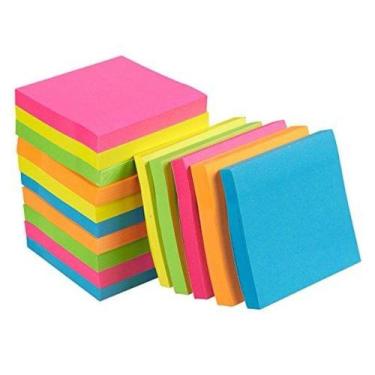 Imagem de Bloco De Notas Adesivo Colorido Escolar Autocolante 76x51MM, kit 100 f