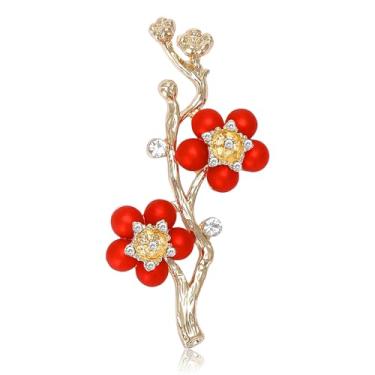 Imagem de Broche de flor de strass banhado a ouro 18 quilates flor floral broche elegante pérola lapela broche fantasia bijuteria dia de ação de graças presentes de aniversário casamento para mãe esposa, Liga