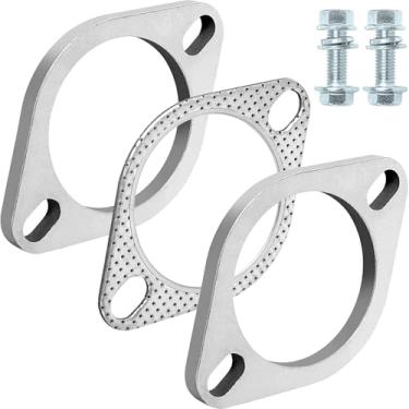Imagem de PALOZO Kit de conexão de flange de escape de aço inoxidável, 2 parafusos 1,75 polegadas/44,5 mm Kit de reparo de flange de escape e junta de escape com parafusos e porcas para tubos OD de 44,5 mm (2