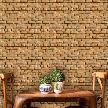 Imagem de Papel de Parede Tijolinho Rústico em Tons de Bege Alaranjado - Inove P