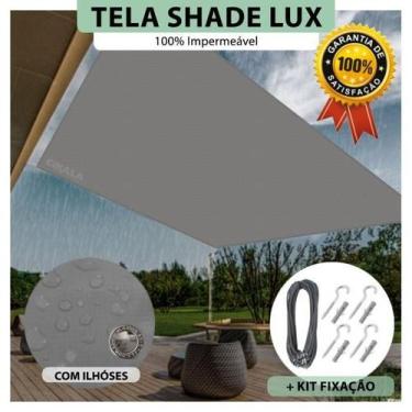 Imagem de Tela Lona Cinza 3.5x1.5 M Impermeável Shade Lux + Kit - Cikala