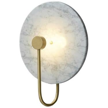 Imagem de Luminária de parede vintage de mármore redondo de meados do século, 12,6 pol., personalidade, sala de jantar, 5 W, luz quente, LED, fonte de luz, para fundo de quarto, parede, escada, corred