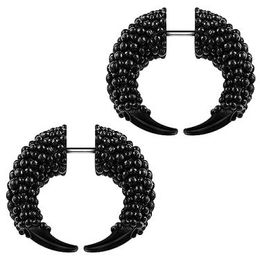 Imagem de 2 peças aço preto 16 g 1,2 mm 3/162.6 cm carne, falso, alargador, lóbulo, brinco piercing joia tamanho palheta, Aço inoxidável, Sem Pedra Preciosa