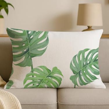 Imagem de Escape to The Tropics with Our Lush Green Leaves Pillow Covers | Impressões HD vívidas, tecido estruturado semelhante a linho, para uma transformação de casa deslumbrante (30,5 x 50,8 cm, RDZW-M)