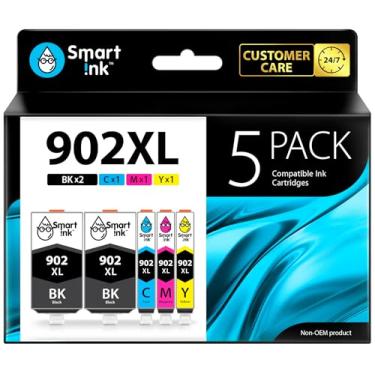 Imagem de Cartucho de tinta compatível com Smart Ink de substituição para HP 902 XL 902XL (2 combo preto XL e C/M/Y XL 5) para uso com Officejet 6951 6954 6956 6958 6962 6950 Officejet Pro 6968 6974 6975 6978 6960