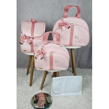 Imagem de KR RK Bolsas Maternidade Mala G, Mala M, Mochila Luxo Eleganc, Rosa be