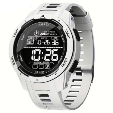 Imagem de Relógio Esportivo Multifuncional Display Led Com Pulseira Tpu à Prova D`água Branco