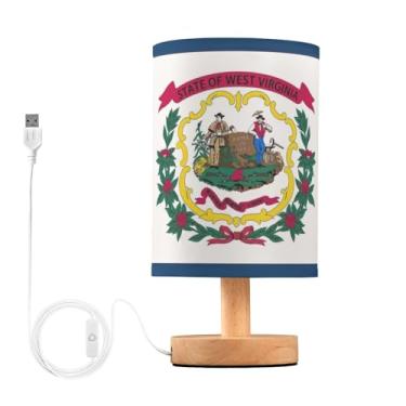 Imagem de Joisal Lâmpadas noturnas com bandeira do estado da Virgínia Ocidental para quarto, lâmpadas de mesa pequenas com portas USB para mesas de canto de sala de estar, reforma da casa