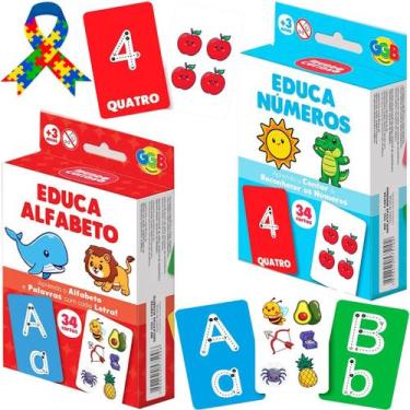 Imagem de Brinquedo Educativo Kit Jogos De Cartas Letras E Números - GGB Brinque