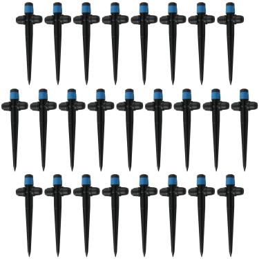 Imagem de BLLNDX 25 peças irrigador automático de flores gotejamento plástico azul trava dupla plugue de aterramento ajustável de 360 graus sistema de irrigação de mangueira de jardim para sistema de irrigação